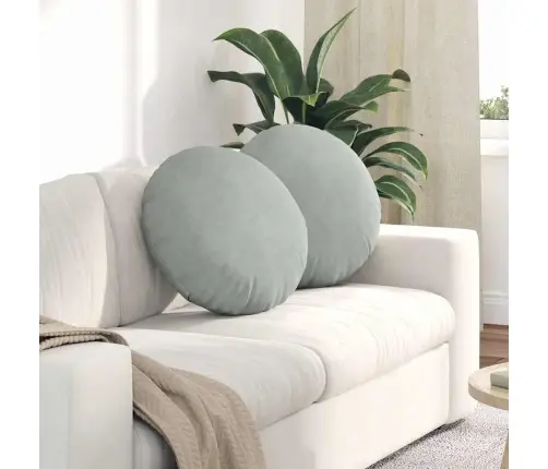 Sēdvietas Spilventiņi 2 Pcs Gaiši Pelēks Ø 40 X 13 Cm Samts Vidaxl