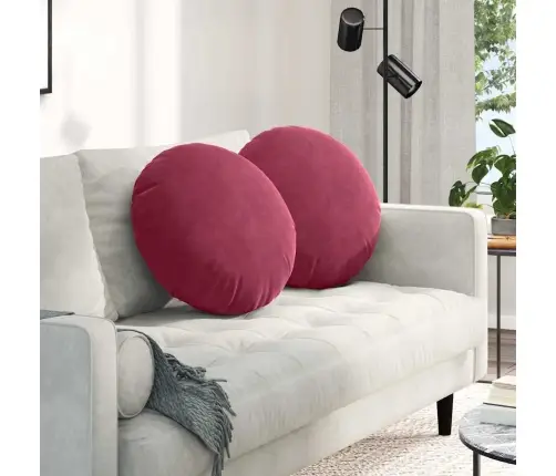 Sēdvietas Spilventiņi 2 Pcs Vīna Sarkans Ø 40 X 13 Cm Samts Vidaxl