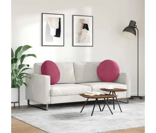 Sēdvietas Spilventiņi 2 Pcs Vīna Sarkans Ø 40 X 13 Cm Samts Vidaxl