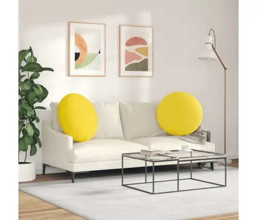 Sēdvietas Spilventiņi 2 Pcs Gaiši Dzeltena Ø60 X 21 Cm Audums Vidaxl