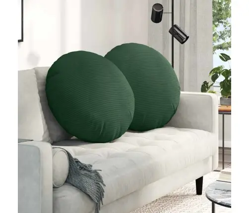 Sēdvietas Spilventiņi 2 Pcs Tumši Zaļš Ø 60 Cm Korduroja Audums Vidaxl