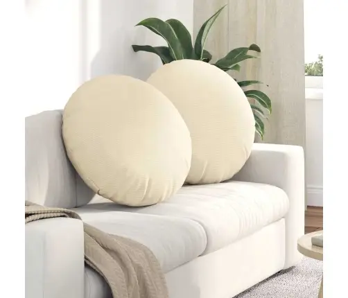 Sėdynių Pagalvėlės 2 Pcs Kreminė Ø 80 Cm Kordūrinis Audinys
