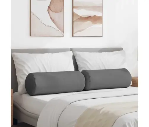 Pagalvės 2 Pcs Tamsiai Pilka Ø 25 X 70 Cm Audinys