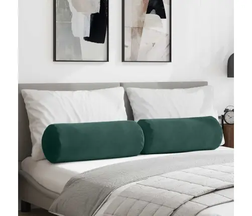 Spilveni 2 Pcs Tumši Zaļš Ø 25 X 70 Cm Korduroja Audums Vidaxl