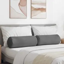 Spilveni 2 Pcs Tumši Pelēks Ø 25 X 70 Cm Mikrofibra Vidaxl