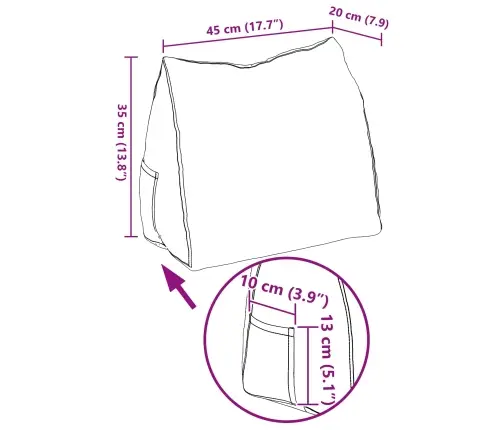 Atpakaļ Spilvens Zila 45 X 20 X 35 Cm Korduroja Audums Vidaxl