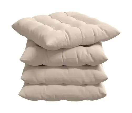 Sēdvietas Spilventiņi 4 Pcs Bēša 40 X 40 X 6 Cm Mikrošķiedra Vidaxl