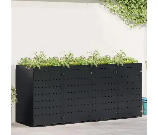 Ratiņu Tvertņu Glabāšana 4 Tvertņiem Melna Vidaxl