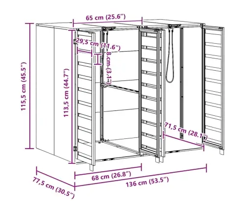 Rato Konteinerių Laikymas 3 Konteineriams 340 X 77.5 X 115.5 Cm