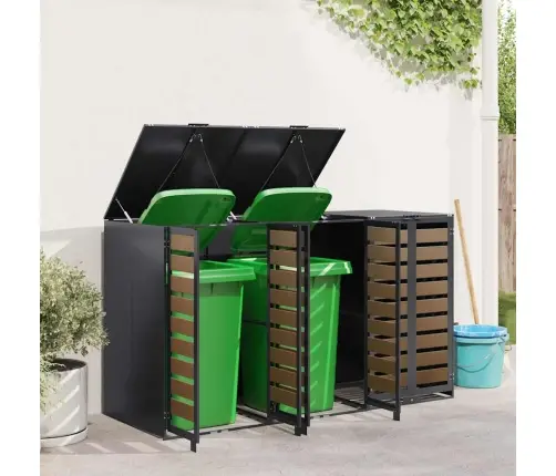 Ratiņu Tvertņu Glabāšana 3 Tvertņiem Antracīts Vidaxl