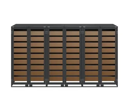 Ratiņu Tvertņu Glabāšana 3 Tvertņiem Antracīts Vidaxl