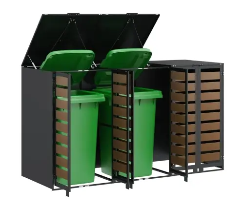 Ratiņu Tvertņu Glabāšana 3 Tvertņiem Antracīts Vidaxl