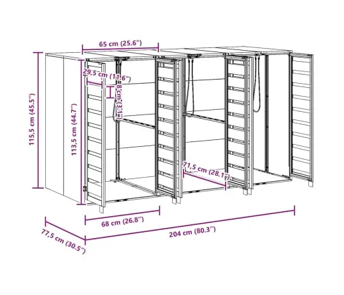 Ratiņu Tvertņu Glabāšana 3 Tvertņiem Antracīts Vidaxl