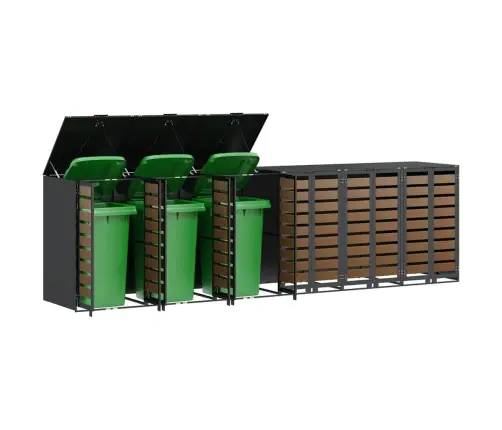 Ratiņu Tvertņu Glabāšana 3 Tvertņiem Antracīts Vidaxl