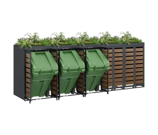 Ratiņu Tvertņu Glabāšana 3 Tvertņiem Antracīts Vidaxl