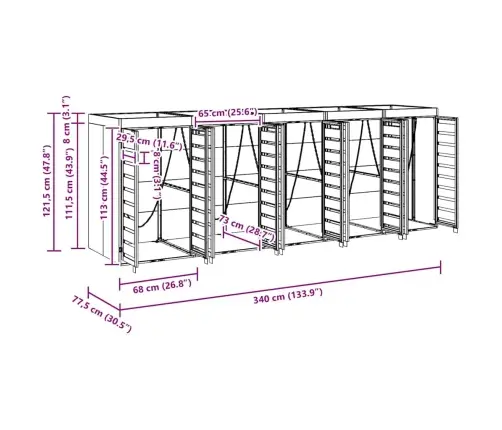 Ratiņu Tvertņu Glabāšana 3 Tvertņiem Antracīts Vidaxl