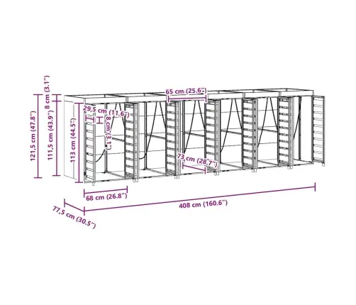 Ratiņu Tvertņu Glabāšana 3 Tvertņiem Antracīts Vidaxl
