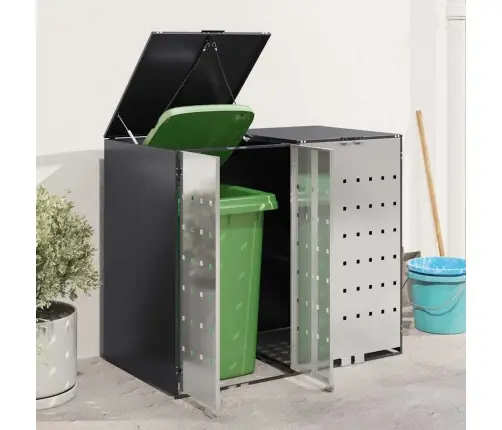 Ratiņu Tvertņu Glabāšana 3 Tvertņiem Antracīts Vidaxl