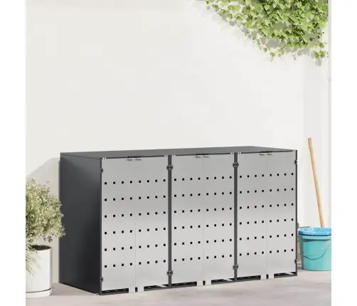 Ratiņu Tvertņu Glabāšana 3 Tvertņiem Antracīts Vidaxl