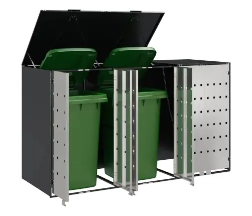 Ratiņu Tvertņu Glabāšana 3 Tvertņiem Antracīts Vidaxl