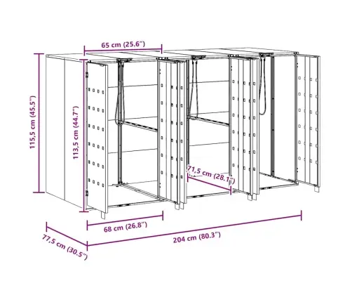 Ratiņu Tvertņu Glabāšana 3 Tvertņiem Antracīts Vidaxl