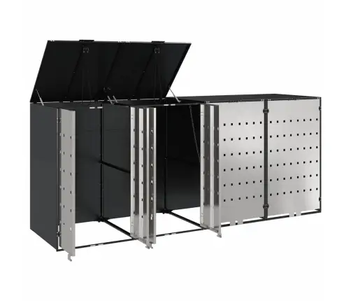 Ratiņu Tvertņu Glabāšana 3 Tvertņiem Antracīts Vidaxl