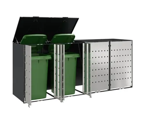 Ratiņu Tvertņu Glabāšana 3 Tvertņiem Antracīts Vidaxl