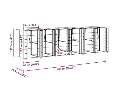 Rato Konteinerių Laikymas 3 Konteineriams 340 X 77.5 X 115.5 Cm