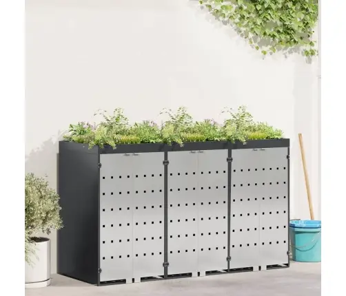 Ratiņu Tvertņu Glabāšana 3 Tvertņiem Antracīts Vidaxl