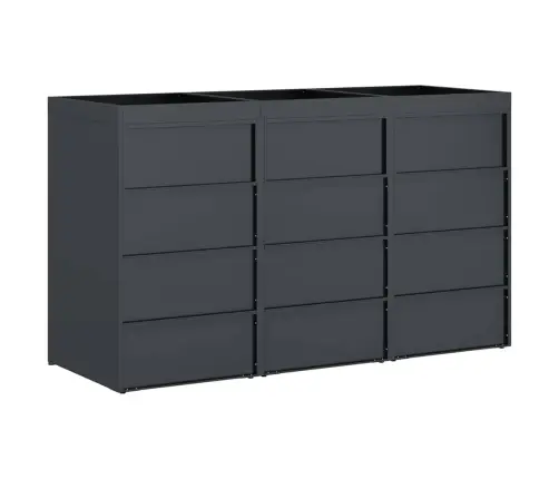 Ratiņu Tvertņu Glabāšana 3 Tvertņiem Antracīts Vidaxl