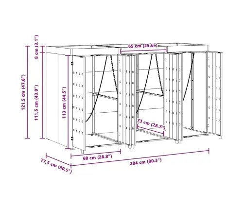 Ratiņu Tvertņu Glabāšana 3 Tvertņiem Antracīts Vidaxl