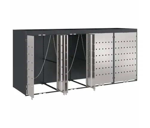 Ratiņu Tvertņu Glabāšana 3 Tvertņiem Antracīts Vidaxl