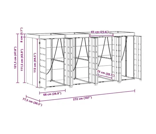 Ratiņu Tvertņu Glabāšana 3 Tvertņiem Antracīts Vidaxl