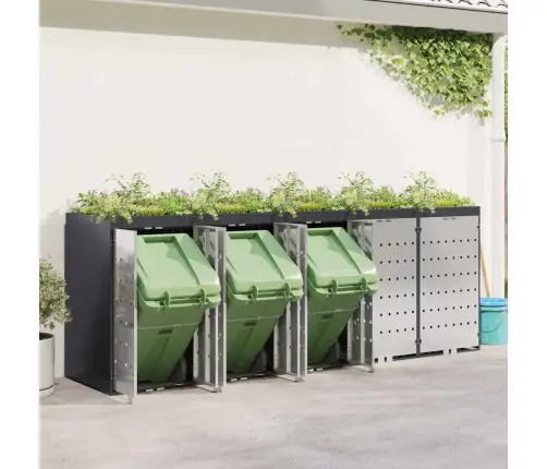 Ratiņu Tvertņu Glabāšana 3 Tvertņiem Antracīts Vidaxl