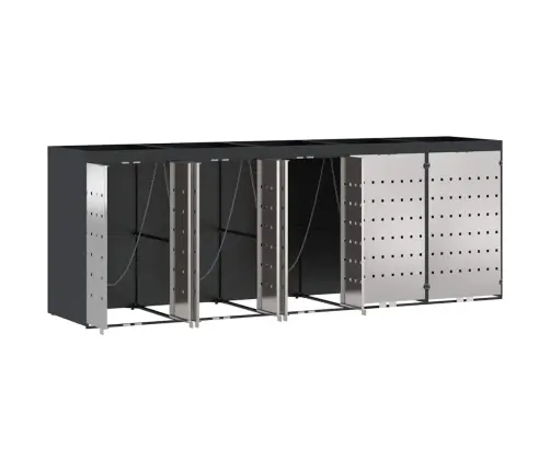 Ratiņu Tvertņu Glabāšana 3 Tvertņiem Antracīts Vidaxl