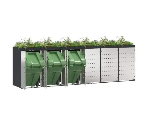 Ratiņu Tvertņu Glabāšana 3 Tvertņiem Antracīts Vidaxl