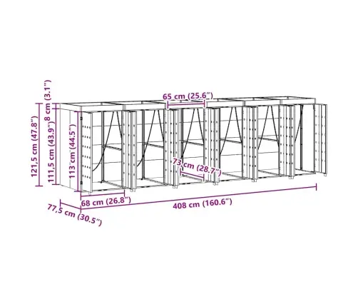 Ratiņu Tvertņu Glabāšana 3 Tvertņiem Antracīts Vidaxl