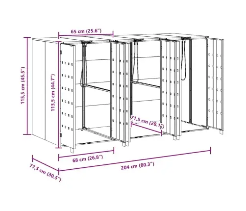 Rato Konteinerių Laikymas 3 Konteineriams 340 X 77.5 X 115.5 Cm