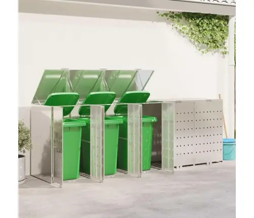 Ratiņu Tvertņu Glabāšana 3 Tvertņiem Sudraba Vidaxl