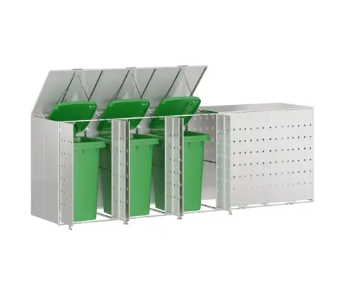 Ratiņu Tvertņu Glabāšana 3 Tvertņiem Sudraba Vidaxl