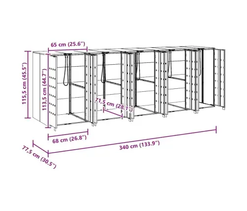 Ratiņu Tvertņu Glabāšana 3 Tvertņiem Sudraba Vidaxl