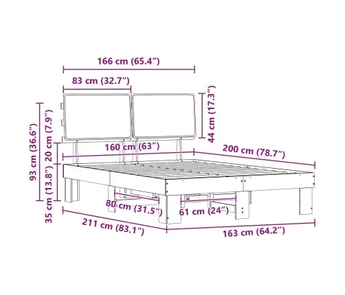 Gultas Rāmis Ar Polsterētu Galvas Balstu Gaiši Pelēks Vidaxl