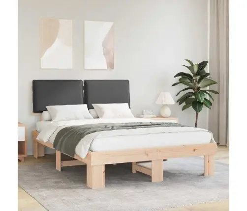 Voodiraam Pehme Peatoega Peaga Tumehall 150 X 200 Cm Tahke Mänd