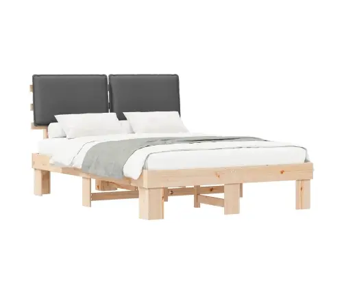 Voodiraam Pehme Peatoega Peaga Tumehall 150 X 200 Cm Tahke Mänd