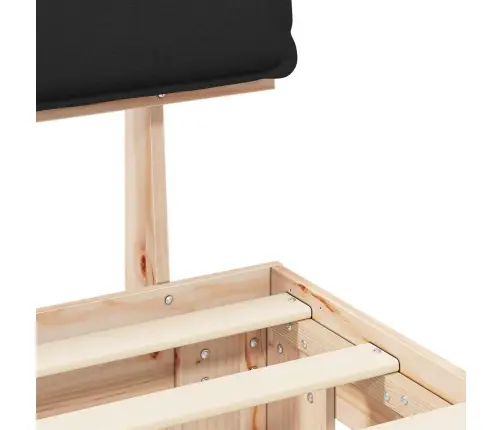 Gultas Rāmis Ar Polsterētu Galvas Balstu Melna 150 X 200 Cm Vidaxl