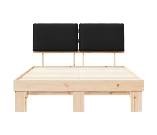 Gultas Rāmis Ar Polsterētu Galvas Balstu Melna 150 X 200 Cm Vidaxl