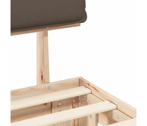 Voodiraam Pehme Peatoega Pruunikashall 150 X 200 Cm Tahke Mänd