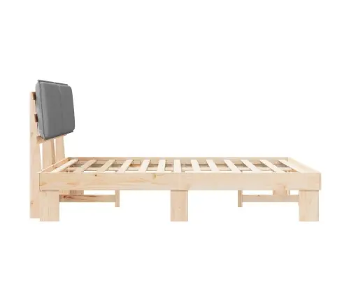 Voodiraam Pehme Peatoega Peaga Helehall 140 X 200 Cm Tahke Mänd