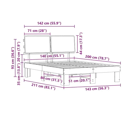 Lovo Rėmas Su Apmuštu Galvūgaliu Taupe 140 X 200 Cm