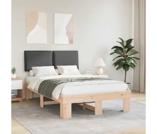 Voodiraam Pehme Peatoega Peaga Tumehall 120 X 200 Cm Tahke Mänd